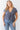 Plus Denim Blue Ribbed U-shape Neck Flare Hem Tie Top - Ethara Jay